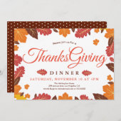 Invitation Élégant dîner d'action de grâces florale (Devant / Derrière)