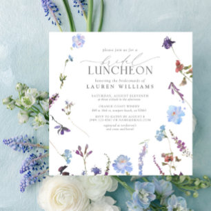 Invitation Élégant dîner de mariage Fleur sauvage Dusty Blue