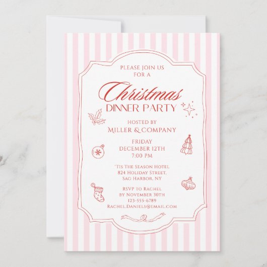 Invitation Élégant Dîner de Noël d'entreprise Fête de Noël (Devant)