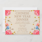 Invitation Elégant Dîner de Nouvel An Chinois Beige (Devant)
