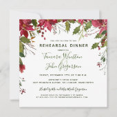 Invitation Élégant dîner de réhésion de Noël Rouge Poinsettia (Devant)