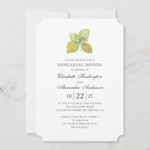 Invitation Elégant dîner de répétition aquarelle vert