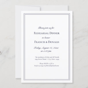Invitation Élégant dîner de répétition bleu de la Marine Invi