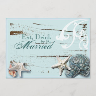 Invitation Elégant dîner de répétition BLue Seashells Beach