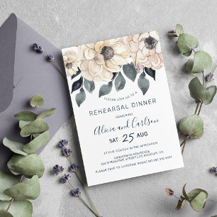 Invitation Elégant dîner de répétition botanique aquarelle