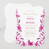 Invitation Élégant dîner de répétition Chinoiserie rose flora (Devant / Derrière)