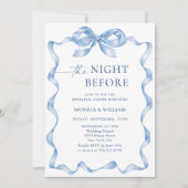 Invitation Élégant Dîner De Répétition De Bow Bleu Dusty (Devant)