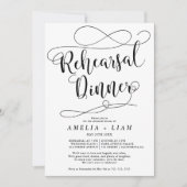 Invitation Élégant dîner de répétition de calligraphie noir b (Devant)