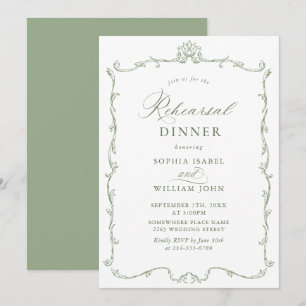 Invitation Élégant dîner de répétition de style victorien ver