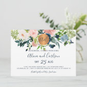 Invitation Élégant dîner de répétition floral monogrammé de l (Debout devant)