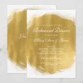 Invitation Élégant Dîner de répétition Gold Peinture Look (Devant / Derrière)