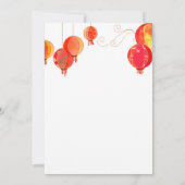 Invitation Élégant Dîner de répétition Mariage Lanterns Asiat (Dos)