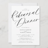 Invitation Élégant dîner de répétition mariage noir et blanc (Devant)