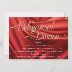 Invitation Élégant Dîner de répétition minimal en soie rouge