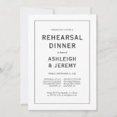 Invitation Élégant Dîner de répétition noir blanc moderne (Devant)