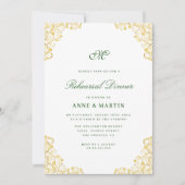 Invitation Élégant dîner de répétition or floral (Devant)