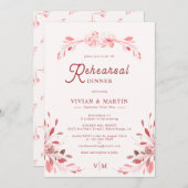 Invitation Élégant dîner de répétition rose Sakura sans faute (Devant / Derrière)