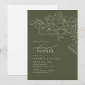 Invitation Élégant dîner de répétition vert à la sauge floral (Devant / Derrière)