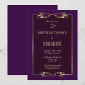 Invitation Élégant dîner d'or 21e anniversaire en Bourgogne v (Devant / Derrière)