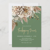 Invitation Élégant Dîner Floral D'Action De Grâce Automne (Devant)