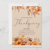 Invitation Élégant dîner Floral Rustique Thanksgiving (Devant)