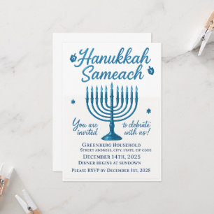 Invitation Élégant dîner Hanoukka Sameach
