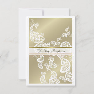 Invitation Élégant dîner Mariage blanc de paon floral