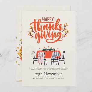 Invitation Élégant Dîner Moderne Table Thanksgiving