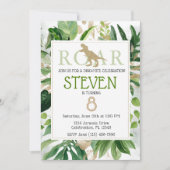 Invitation Elégant Dinosaure Vert et Or Anniversaire (Devant)