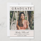Invitation Élégant Diplômé Beige Photo Graduate (Devant)