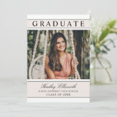 Invitation Élégant Diplômé Beige Photo Graduate (Debout devant)