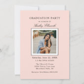 Invitation Élégant Diplômé Blush Pink Photo Graduation (Dos)