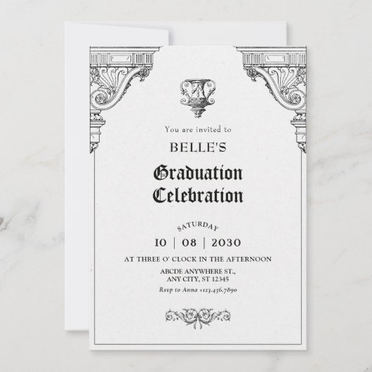 Invitation Élégant diplôme d'architecture Renaissance (Devant)