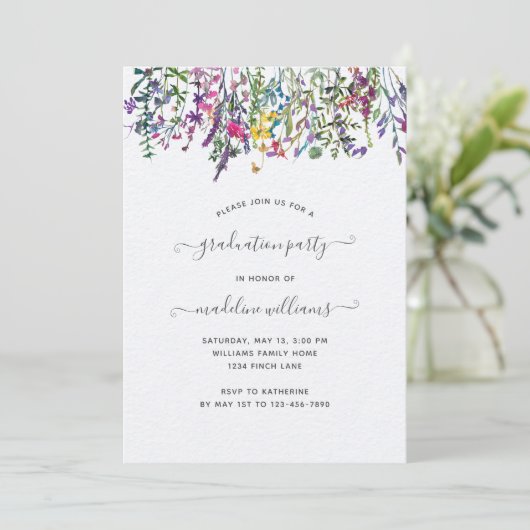 Invitation Élégant diplôme de Fleur sauvage (Debout devant)