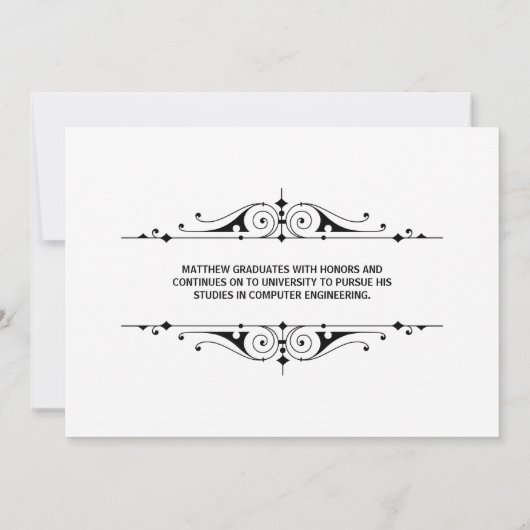 Invitation Élégant diplômé de script (Dos)