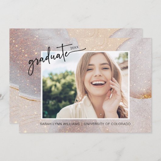 Invitation Élégant diplôme d'or (Devant / Derrière)