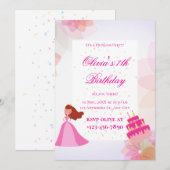 Invitation Elegant Disney princess birthday (Devant / Derrière)