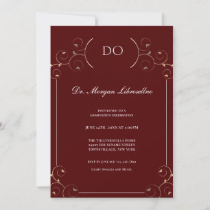 Invitation Elégant DO Gold Burgundy Graduation