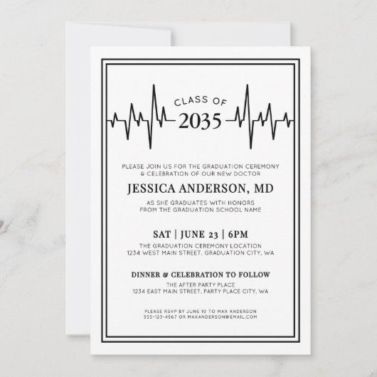 Invitation Elegant Doctor Medical Nursing School Graduation (Devant)