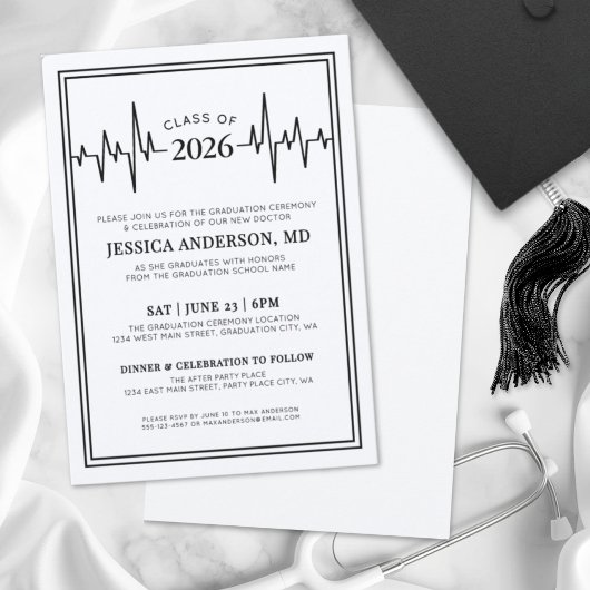 Invitation Elegant Doctor Medical Nursing School Graduation