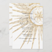 Invitation Elégant Doodles Or Sun Moon Mandala Mariage (Devant / Derrière)