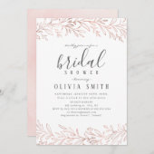 Invitation Elégant doré rose doré botanique douche à nuptiale (Devant / Derrière)