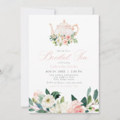 Invitation Elégant & Doux Blush Rose Floral Thé nuptial (Devant)