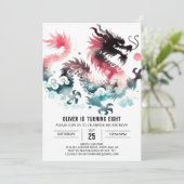 Invitation Élégant Dragon Anniversaire numérique (Debout devant)