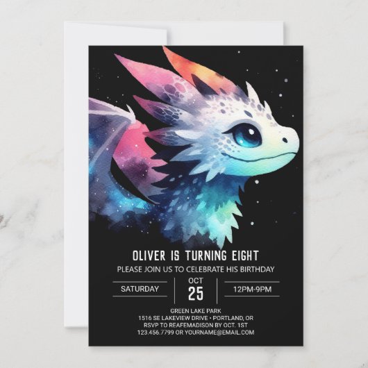 Invitation Élégant Dragon Anniversaire numérique (Devant)