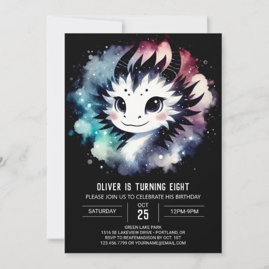 Invitation Élégant Dragon Birthday Editable (Devant)