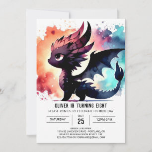 Invitation Elégant Dragon de Respiration de Feu Anniversaire