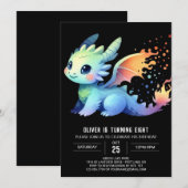 Invitation Elégant Dragon de Respiration de Feu Anniversaire (Devant / Derrière)