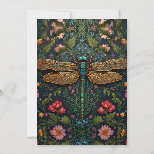 Invitation Élégant dragonfly botanique bohème vintage (Devant)