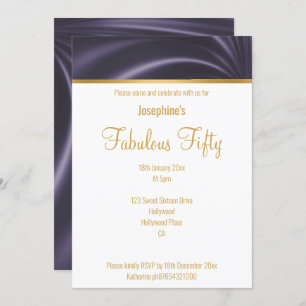 INVITATION ÉLÉGANT DRAPE SATIN DE LUXE PURPLE PERSONNALISÉ
